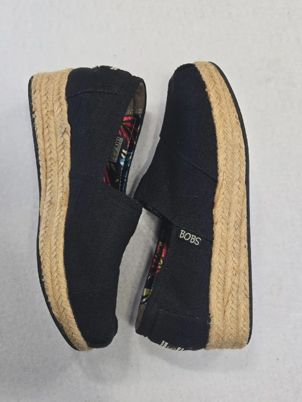Skechers Bob's Black Canvas Espadrille-Style Slip-On
